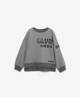 Толстовка из футера с крупным шрифтовым принтом серая Gulliver, школьная форма для девочек  фото, kupilegko.ru